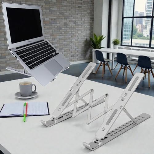 En Büyük Boy Alüminyum Katlanabilir Kademeli Laptop Bilgisayar Notebook Mac Standı, Ergonomik Notebook ve Tablet Tutucu, Çok Sağlam Metal Taşınabilir Tasarım, Hafif Koruma Çantası ile Beraber sg-001 - Görsel 3