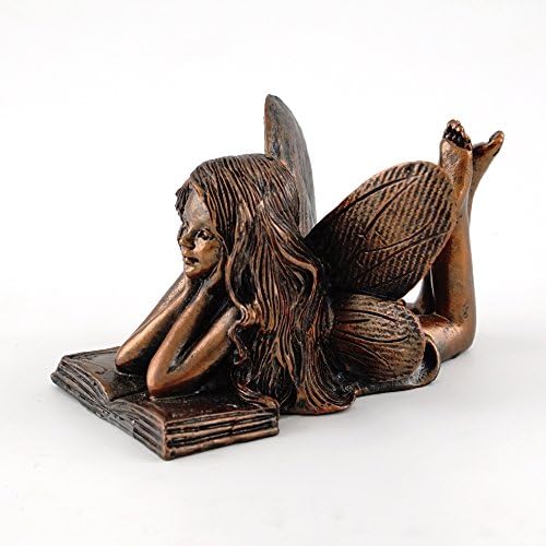 Top Collection 4386 Minyatür Bahçe ve Teraryum Peri Okuma Heykeli, Küçük, Bronz - Görsel 3