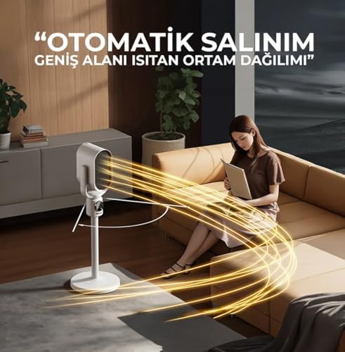 ROBO Teleskopik Ayaklı Isıtıcı, 2251-2500W, Gri, Taşınabilir, İç Mekan Kullanımı, Elektrikli, 220-240V, 50/60 Hz - Görsel 3