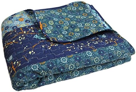 Lush Decor Royal Empire örtü, ters çevrilebilir, çiçek desenli, 152,4 x 127 cm, tavus kuşu mavisi, pamuk, tavus kuşu, 60 x 50 inç - Görsel 3