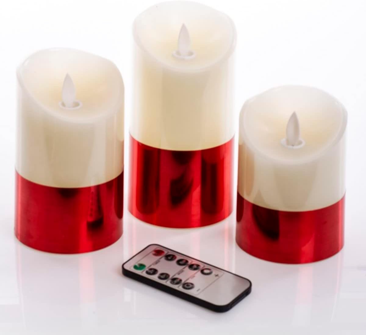 3LÜ KUMANDALI KIRMIZI LEDLİ MUM SET 20