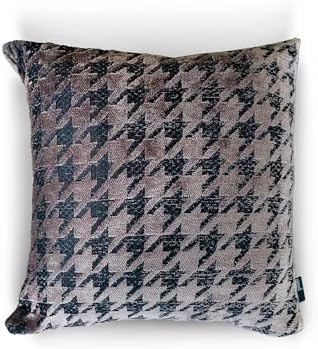 Alternative view of Taupe Houndstooth Kazayağı Desenli Dekoratif Kırlent/Yastık Kılıfı 45x45 cm,%100 Polyester Döşemelik Kumaş