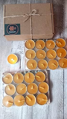 (24 Adet) Tealight Doğal Petek Balmumu Mum Ekonomik Boy (8Gr) Beeswax Candle