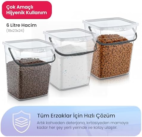 Q-Box 6 Litre Çok Amaçlı Şeffaf Saklama Kutusu – Kilitli Kapaklı, Saplı Deterjan ve Erzak Düzenleyici - Görsel 3