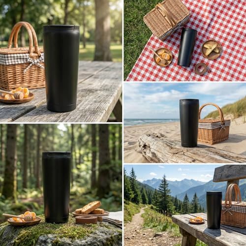 Alternative view of 400 ml Siyah Termos Kupa - Çift Katmanlı Paslanmaz Çelik Seyahat Bardağı (Travel Mug) - 4-6 Saat Sıcak/Soğuk Tutan Kilitli Kapaklı Kahve Termosu (BPA Free)
