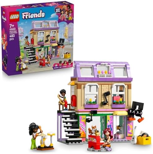 Müzik Mağazası ve Daire 42653-7 Yaş ve Üzeri Çocuklar için 3 Mini Bebek İçeren Yaratıcı Oyuncak Yapım Seti, Doğum Günü Hediyesi, Özel Gün Hediye Fikri (483 Parça)
