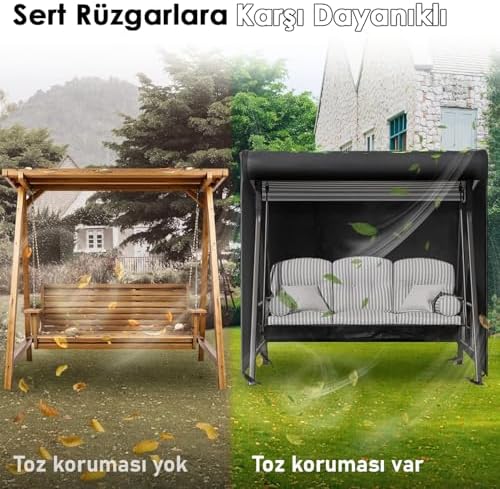 Alternative view of Bahçe Salıncak Koruma Örtüsü Üç Kişilik Tenteli Hamak Bahçe Salıncağı Koruma Kılıfı Su Geçirmez Branda Dayanıklı 210x125x170cm Siyah