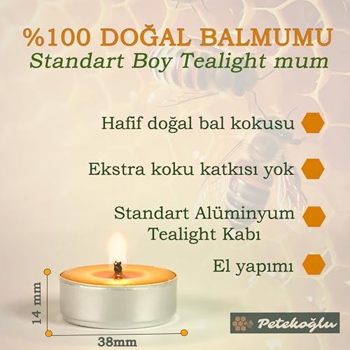 (50 ADET) Bal Mumu Tealight Mum Doğal Petek Balmumu Mum Standart Boy Buhurdanlık İçin Doğal Mum