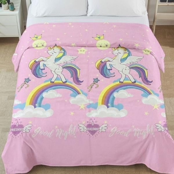 Unicorn Tek Kişilik Pike 170x230 cm - Çocuk ve Genç Odaları İçin, Renkli Gökkuşağı Desenli - Görsel 3
