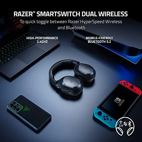 Razer Barracuda X - Kablosuz Çoklu Platform Oyun ve Mobil Kulaklık (SmartSwitch Çift Kablosuz, Ergonomik Tasarım, TriForce 40mm, Kardioid Mikrofon, Kulaklık Üstü Kontroller, 50 saat Pil USB-C) Siyah - Görsel 2