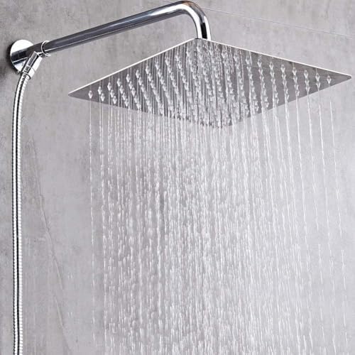 Alternative view of 25x25 Cm 304 Paslanmaz Çelik Tepe Duşu – Geniş Kare Duş Başlığı, Sabit Tepe Duş Başlığı, Handshower Uyumlu, Modern ve Dayanıklı Duş Sistemi Parçası (Kare)