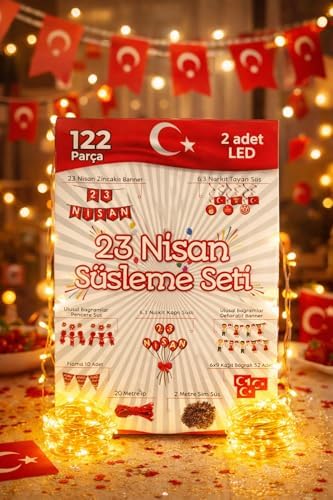 122 Parça 23 Nisan Dekoratif Süsü Flama Okul Süsü, Atatürklü Balon, Türk Bayrağı Pano Süsleri 2026