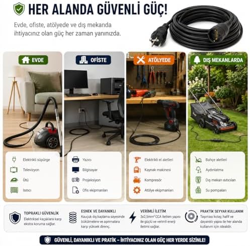 Alternative view of 3x2.5mm TTR Topraklı Siyah Kauçuk Seyyar Uzatma Kablosu (20 METRE)