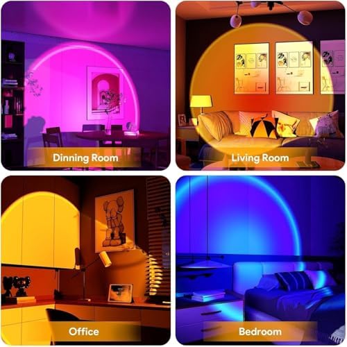 Alternative view of RGB Sunset Gün Batımı Projektör, 16 Renk Modlu, LED Ambiyans Işığı, HD Kristal Lens, 360° Döner Başlık, Uzaktan Kumandalı, Ayarlanır Parlaklık, Fotoğraf ve Sosyal Medya İçin Dekoratif Lamba