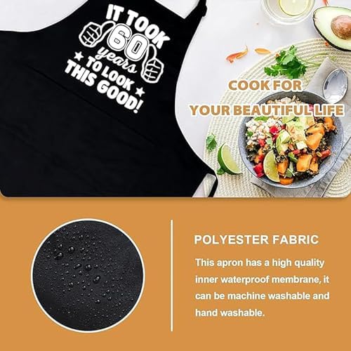 Xspring Şef Önlüğü, 3 Cep Mutfak Önlüğü, Yüksek Yoğunluklu Polyester Kumaş, Tek Beden Herkese Uyar, Kadın ve Erkekler İçin Pişirme Önlüğü, 55. 60. 65. Doğum Günü Hediyesi