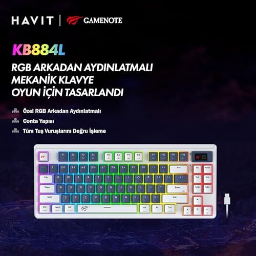 Alternative view of Kb884L Rgb Mekanik Türkçe Klavye 1.06inç Tft-lcd Ekran - Red Switch