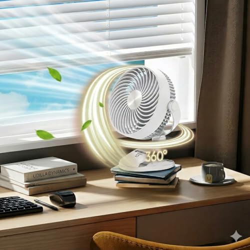 Alternative view of 1800 mAh Bataratyalı USB Mini Vantilatör Fan Klipsli Sabitleme - 360° Ayarlanabilir - Ultra Güçlü Hava Akımı ile Süper Serinlik Hissi - Sessiz, Portatif, Taşınabilir (Beyaz, Klipsli)