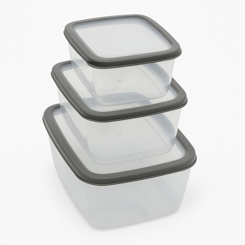 Alternative view of 3’lü Sızdırmaz Saklama Kabı Seti | 1600ml + 2800ml + 4600ml | Şeffaf Plastik Yemek Kabı | Gıda Saklama & Mutfak Organizer Kutusu | Mikrodalga ve Buzdolabı Uyumlu