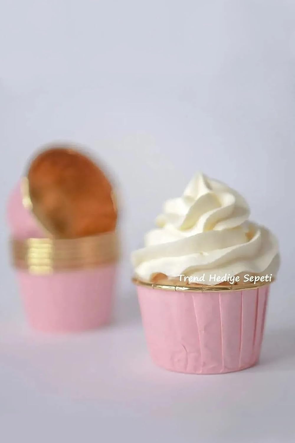 25'li Pembe Gold Muffin Kek Kalıbı, Kek Kapsülü Cupcake Kalıbı, Airfryer Uyumlu