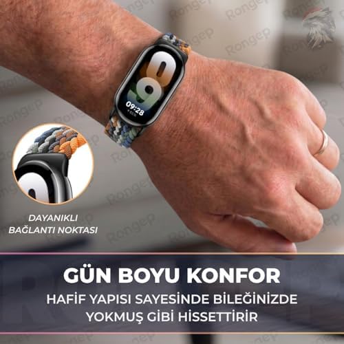 Xiaomi Mi Band 10/9/8 ile Uyumlu Örgü Loop Kordon Manyetik Toka Mekanizmalı Yumuşak ve Konforlu Smart Band10 Kordon Terletmeyen Hafif ve Elastik Kumaşlı Mi Band 10 Kordonu