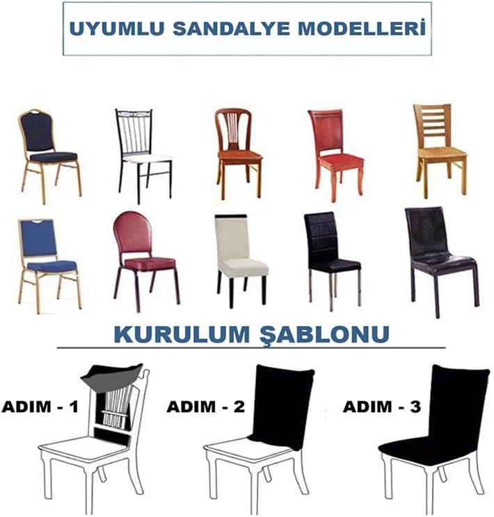 Alternative view of İpek Kadife 6'lı Sandalye Kılıfı Likralı Lastikli Kadife Sandalye Örtüsü (Açık Gri)