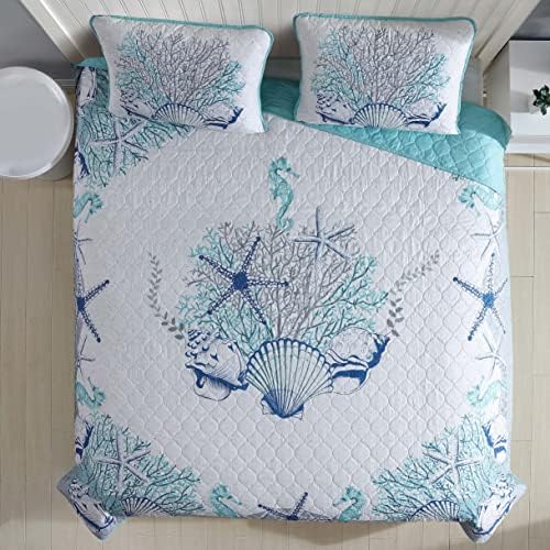 Caribbean Joe Coastal 3 Parça Yorgan Seti, King, Beach Delight Aqua - Görsel 3
