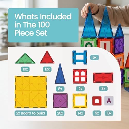 Alternative view of 100 Parça Manyetik Blok Set | 3+ Yaş Bebek ve Çocuklar için STEM Montessori Eğitim Seti | Okul Öncesi ve İlkokul Çocuklarına Uygun Oyuncak