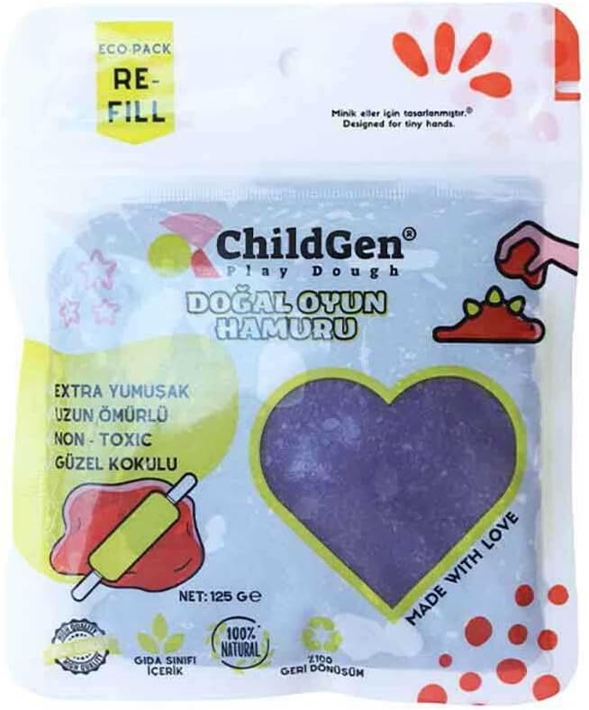 Doğal Oyun Hamuru - Mor -vakumlu Kartuş Paket - (ecopack-refill)