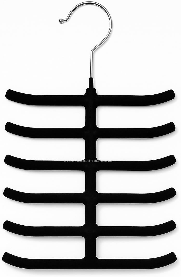 Alternative view of Kaymaz Kadife Kravat Askısı 3'lü Paket, 12 Kancalı Dolap İçi Düzenleyici Seti, Metal Kancalı, Kemer, Şal, Fular ve Aksesuar için Yer Tasarruflu Pratik Organizer Askılık