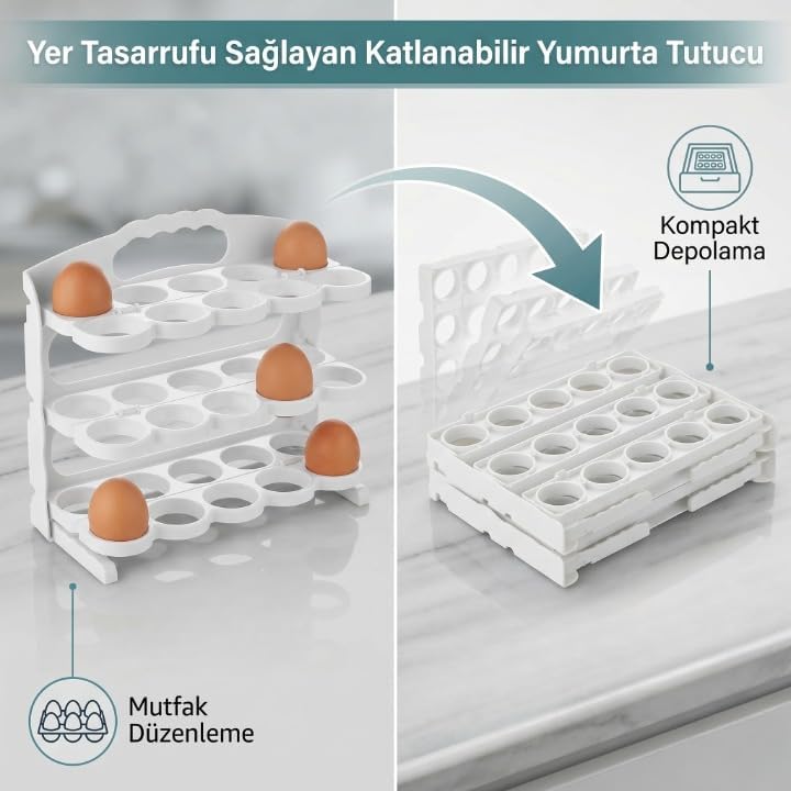 Alternative view of 3 Katlı Fonksiyonel Buzdolabı Kapak İçi Yumurta Düzenleyici - 30 Yumurta Kapasiteli