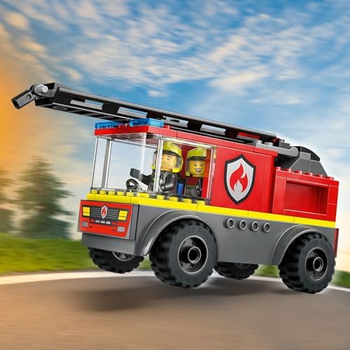 City Merdivenli İtfaiye Kamyonu 60463-4 Yaş ve Üzeri Çocuklar için Yaratıcı Oyuncak Yapım Seti, Doğum Günü Hediyesi (82 Parça) - Görsel 3