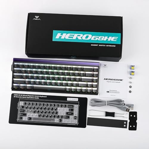 Aula Hero 68 He Manyetik Klavye Rapid Trigger Jade King Switch 8000Hz RGB Neon TKL Hot Swap Oyuncu Klavyesi Siyah - Görsel 3