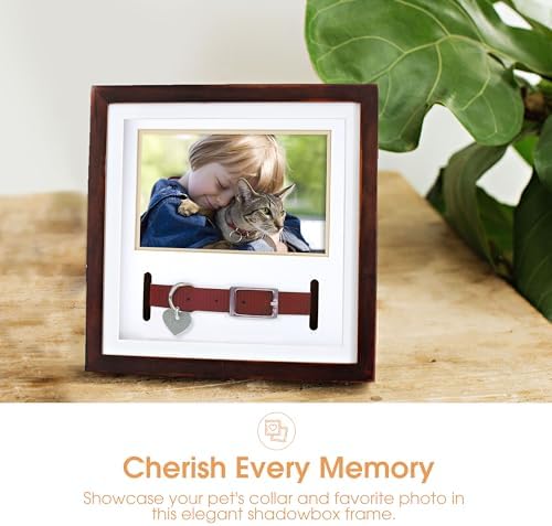 Pearhead Pet Yaka Hatıra Çerçevesi, Evcil Hayvan Anıtı Resim Çerçevesi, Evcil Hayvan Sahibi Ev Dekoru, Kedi veya Köpek Hatırası, 3 "x 4.5" Fotoğraf Ekleme, Duvara Montaj ve Masa Üstü Çerçeve, Espresso