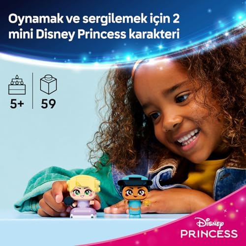Princess Mini Yasemin ve Rapunzel 43303 – 5 Yaş ve Üzeri Çocuklar için Karakterlerin Sihirli Lamba ve Tava Aksesuarlarını İçeren Yaratıcı Oyuncak Yapım Seti, Hediye Fikri (59 Parça) - Görsel 3