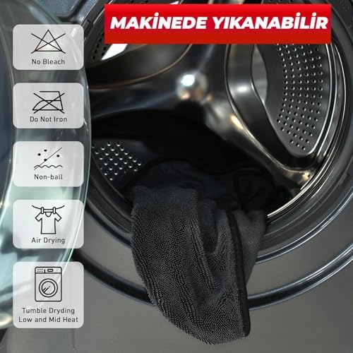 50x70 cm Süper Su Emici Özellikli Mikrofiber Araç Kurulama Havlusu, Orta Boy Çift Katlı Araç Kurutma ve Torpido Silme Bezi (Kırmızı-Gri)