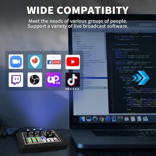 Ses Kartı Youtube Kick Podcast ve Yayıncı, Ses Kartı, DJ Mikser, Taşınabilir Podcast Prodüksiyon Stüdyosu, Canlı Yayın, Kayıt, Oyun için Kondenser Ses Kartlı Mikrofon Mikseri P800