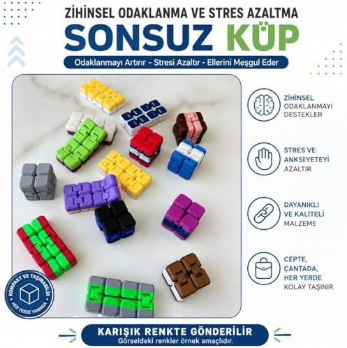 Alternative view of Sonsuz Küp Fidget Oyuncağı, Stres Azaltıcı, ABS Plastik, Kompakt ve Taşınabilir, Karışık Renk, 1 Adet