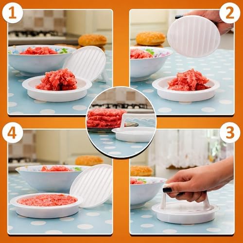 Alternative view of Hamburger Köfte Kalıbı, Ergonomik Saplı Burger Press, Yuvarlak Köfte Şekillendirici, Et, Tavuk ve Sebze Köftesi İçin Pratik Mutfak Aparatı