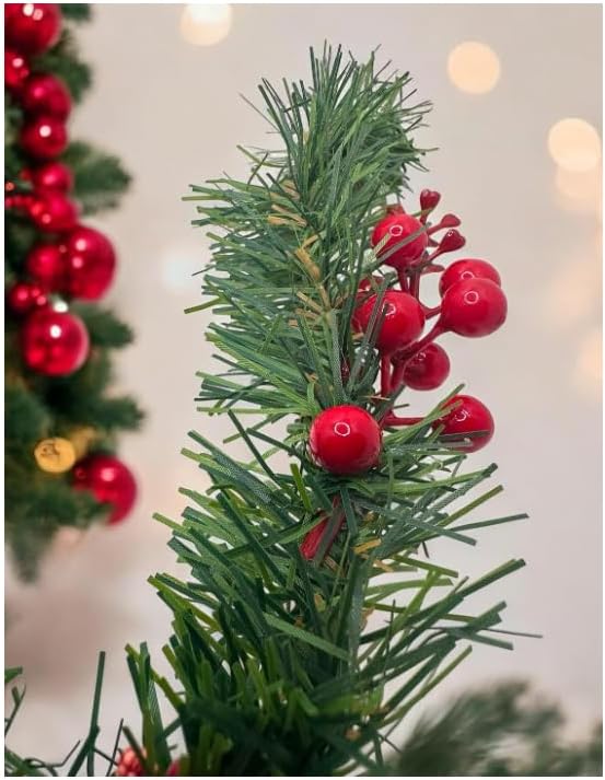 Yılbaşı Süsleme Seti, Yeşil Garland, Meyveli Palamut ve Çam Dalı Dekorasyonu, Şömine ve Duvar için, 50 cm - Görsel 3