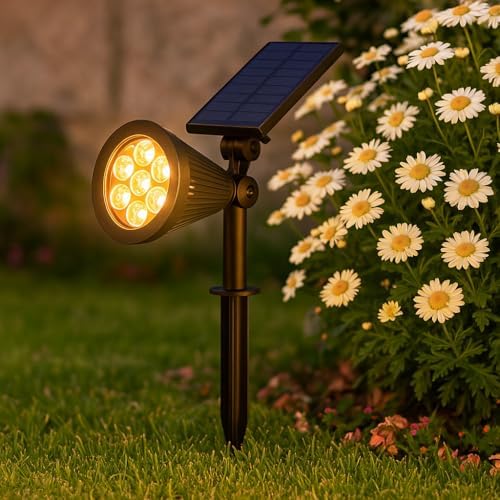 7W Solar LED Bahçe Armatürü Amber Işık – Güneş Enerjili Kazıklı & Duvar Montajlı Çim Aydınlatma Lambası – 7 LED, IP65, 90 Lümen, 140x270x95 mm - Görsel 3