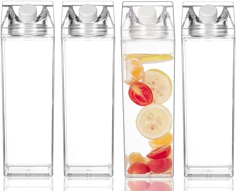 Alternative view of Şeffaf Süt Kutusu Tasarımlı İçecek Şişesi, Mika Su Kahve İçecek Şişesi 500 Ml