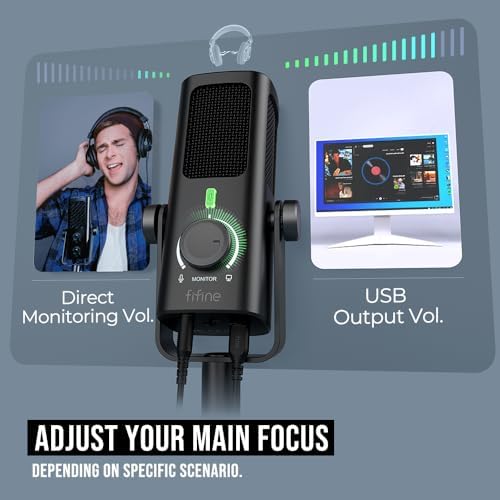 Alternative view of Stüdyo Kayıt/Bilgisayar Akışı için USB-Podcast-Kondenser-Mikrofon, YouTube Müzik Vokal Oluşturma için Masaüstü-Metal-Mic, Monitör-Mix Ses Kontrolü, Düşük Kesim Anahtarı (PROFILE3)