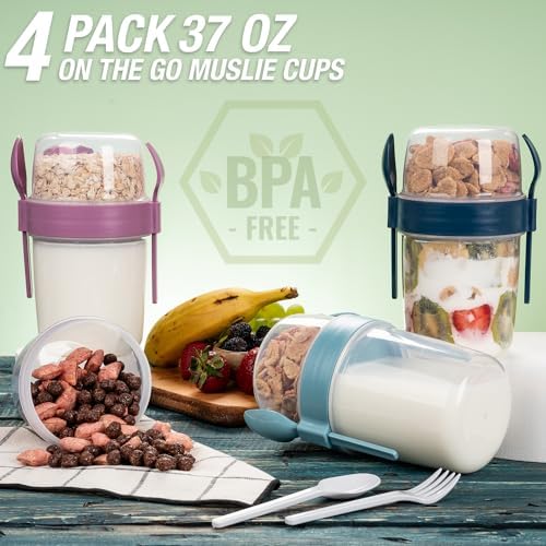 Alternative view of 650 ml Take-go Kaşıklı Hazneli Meyveli Müsli Kabı Piknik Iş Yoğurt Süt Bardağı Kapaklı ve Kaşıklı Kahvaltı Bardakları, Tahıl Tepesi Yulaf Ezmesi Granola (Beyaz)