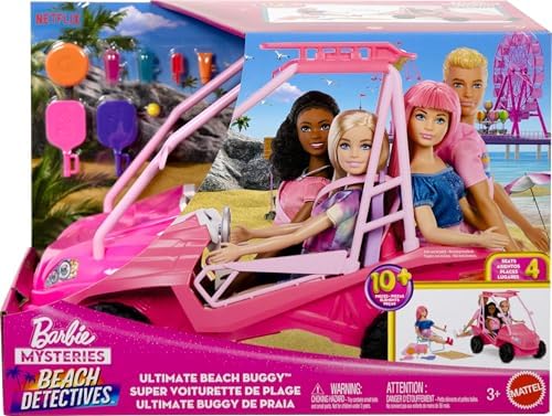 Mysteries: Beach Detectives oyun seti, oyuncak plaj arabası ve plaj sandalyesi ile havlu dahil 10'dan fazla aksesuar, JFV68 - Görsel 3