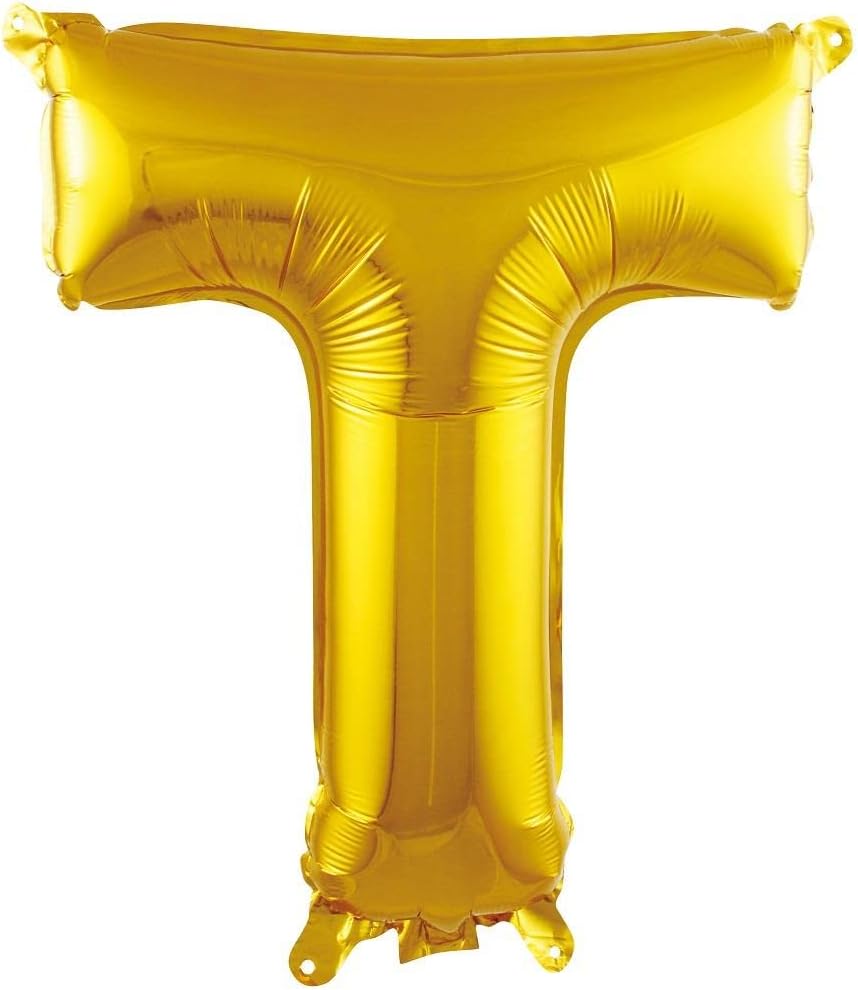 T Harfi 16 İnç Gold Renk Folyo Balon 36 CM (Altın)