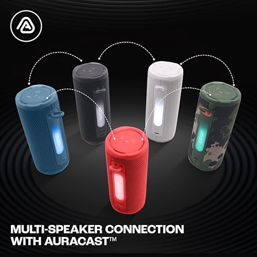 JBL Grip Bluetooth hoparlör, Mavi, JBL Pro ses, AI Sound Boost, IP68 su geçirmez ve toz geçirmez, ambiyans aydınlatması, 14 saate kadar çalma süresi, Auracast çoklu hoparlör bağlantısı, JBL