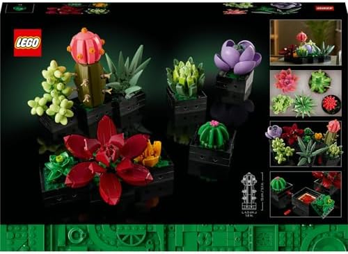 Sukulentler 10309 – Yetişkinler için 9 Farklı Bitki ve Saksı İçeren Dekoratif Yaratıcı Yapay Çiçek Modeli Yapım Seti, Kadınlar ve Erkekler için Sevgililer Günü Hediye Fikri (771 Parça)