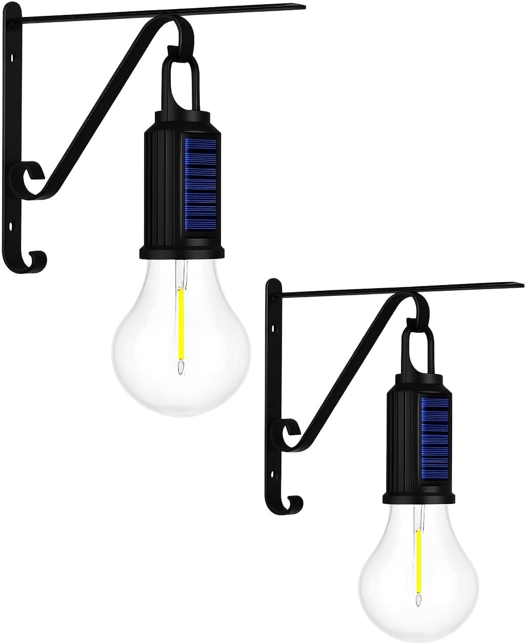 Alternative view of 2 Li Set Güneş Enerjili LED Dış Mekan Lamba, Su Geçirmez, Ferforje Askılı, USB Type-C Şarjlı, 3 Modlu, Kapı Önü, Bahçe, Balkon, Garaj ve İşyeri Giriş Aydınlatması, Dekoratif Solar Lamba