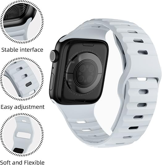 Apple Watch 45mm, 44mm, 42mm Serileri ile Uyumlu Yumuşak Silikon Spor Kordon – Su Geçirmez, Konforlu ve Şık – Spor, Günlük, Fitness & Egzersiz İçin, Dayanıklı Saat Kayışı - Görsel 3