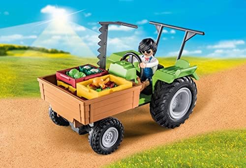 Playmobil Country 71249 Römorklu Traktör, Taşıma Kutuları Dahil, Organik Çiftlik İçin Yeşil Traktör, 4 Yaşından Büyük Çocuklar İçin Sürdürülebilir Oyuncak - Görsel 3